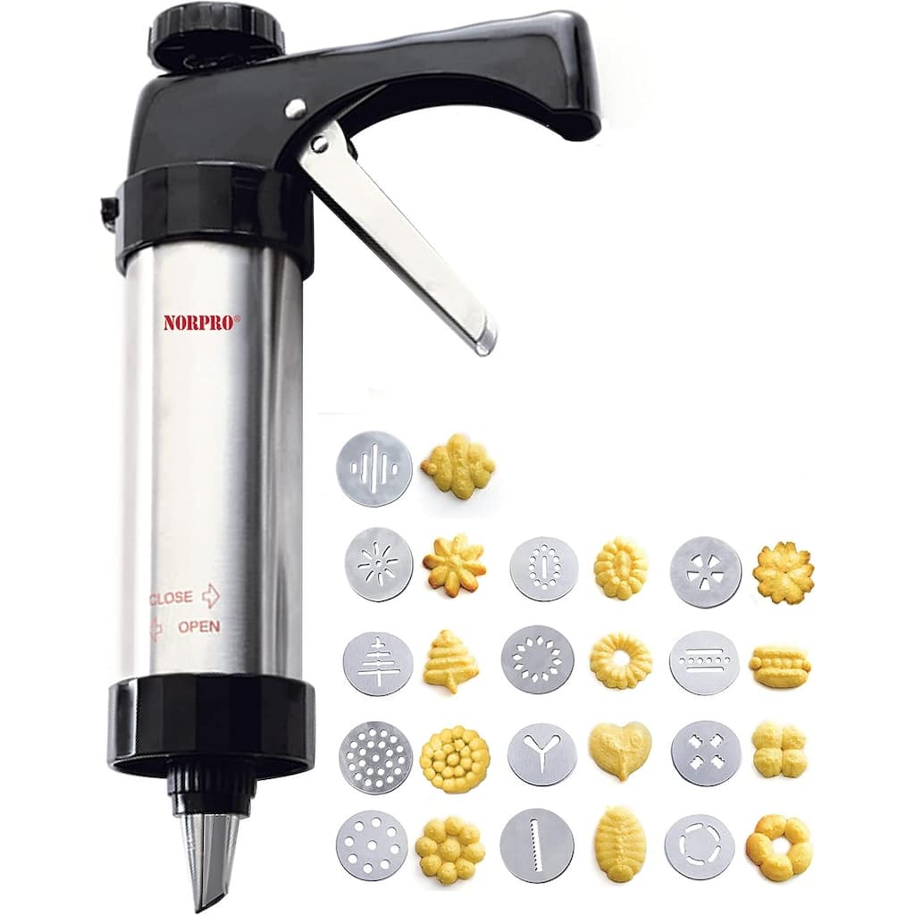 3299 Stainless Steel Cookie & Icing Press with Storage Case, Black