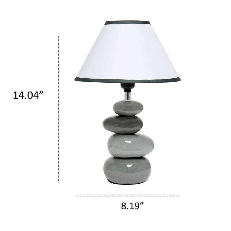 14.04 in. Gray Finish Table Lamp with White Shade, Sturdy Table Lamp for Living Rooms and Bedrooms