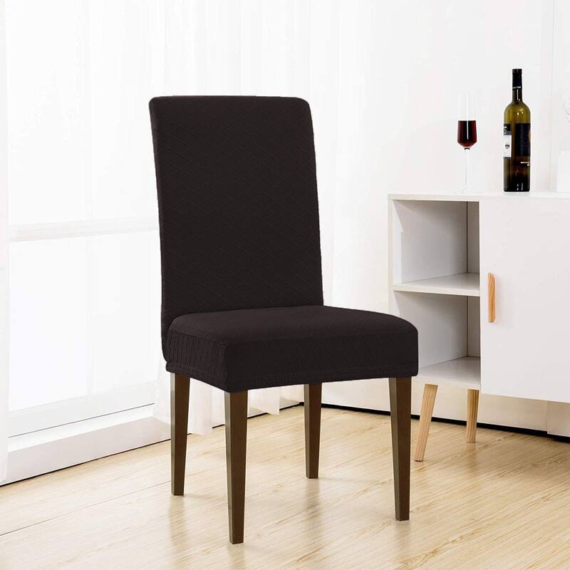 Enova Home Rhombus Jacquard Stretchy Universal Dining Chair Slipcovers Set of 4