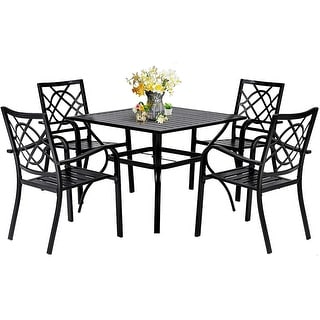 SUNCROWN Outdoor Wrought Iron Chairs and Table Patio Furniture Set
