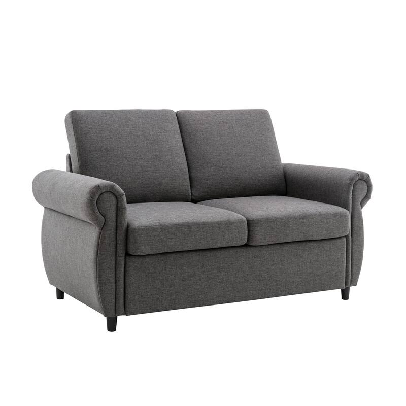 Merax Pull Out Sofa Bed Loveseat Sleeper with Twin Size Memory Mattress