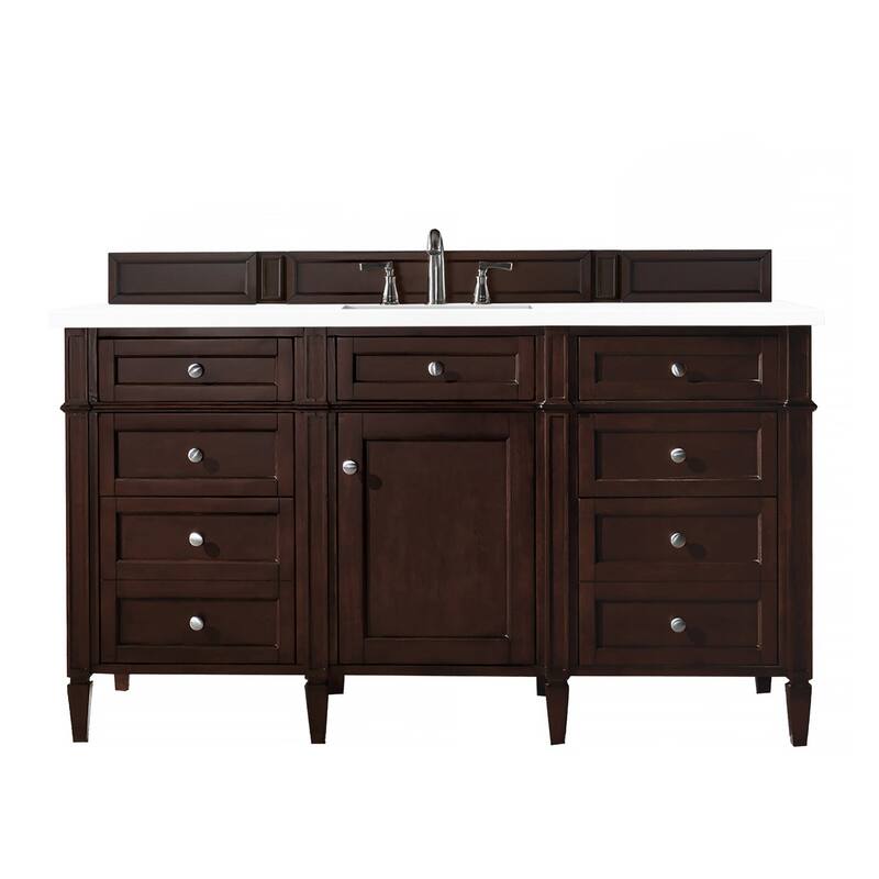 James Martin Vanities 650-V60S-3WZ Brittany 60" Single Basin Poplar - Burnished Mahogany - Mahogany Finish
