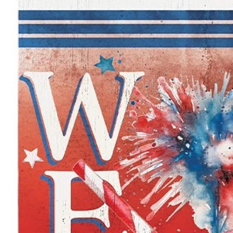 HomeRoots 36" Red White And Blue Solid Wood Welcome Porch Sign