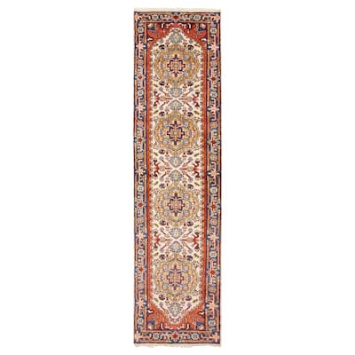 ECARPETGALLERY Hand-knotted Serapi Heritage Ivory Wool Rug - 2'6 x 10'1