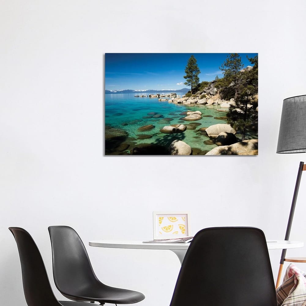iCanvas "Rocks in a lake with mountain range in the background, Lake Tahoe, California, USA" by Panoramic Images Canvas Print