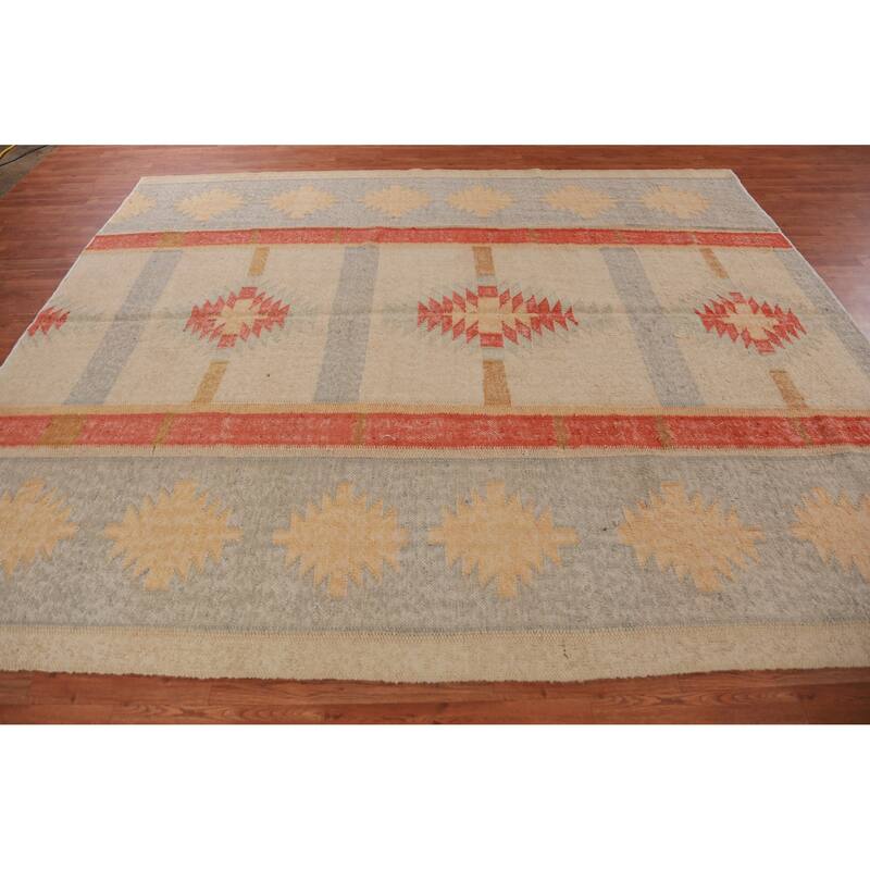 Hand Woven Oriental 100% Jute Carpet Southwestern Modern Beige & Ivories Kilim Area Rug - 10' 0'' X 8' 5''