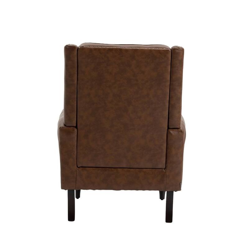 Transitional Wingback Accent Chair Armchair with Sturdy Wood Legs