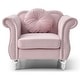 preview thumbnail 1 of 2, Solid Velvet Accent Chair with Round Pillow - 39" - Pink