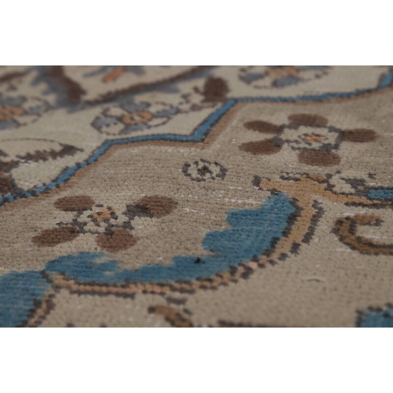 Hand Knotted Oriental 100% Wool Carpet Traditional Medallion Beige & Ivories Tabriz Area Rug - 11' 7'' X 8' 4''