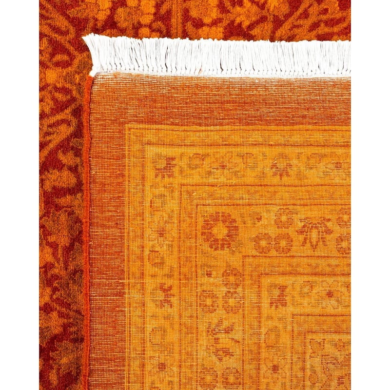 Overton Handknotted Wool Vintage Inspired Contemporary Overdyed Orange Area Rug - 18' 1" x 12' 4"