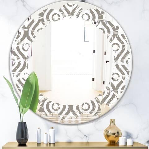 Designart 'Retro Geometrical Abstract Minimal Pattern XIV' Modern Round or Oval Wall Mirror - Leaves