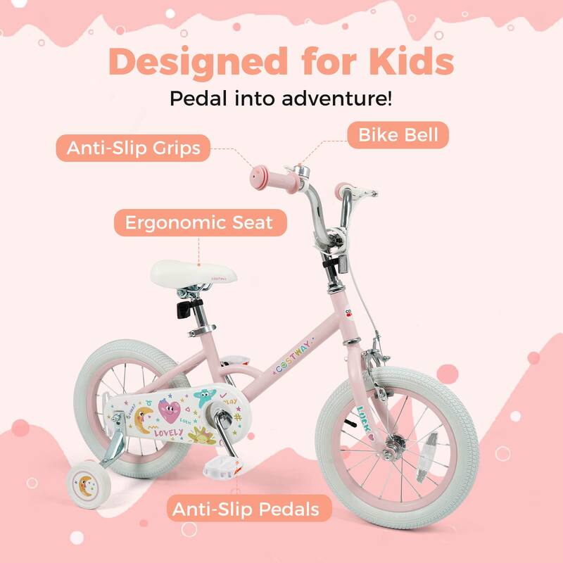 Costway 12/14/16/18 Inch Kids Bike for Girls Boys Age 3-8 Years with - See Details