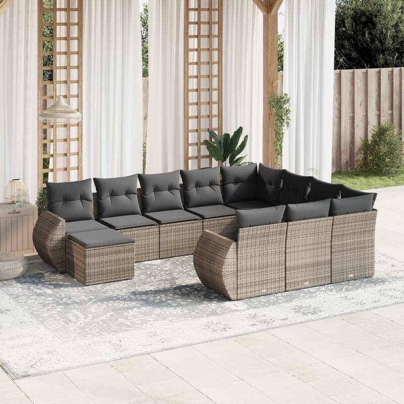 vidaXL Garden Sofa Set Black - Gray Medium