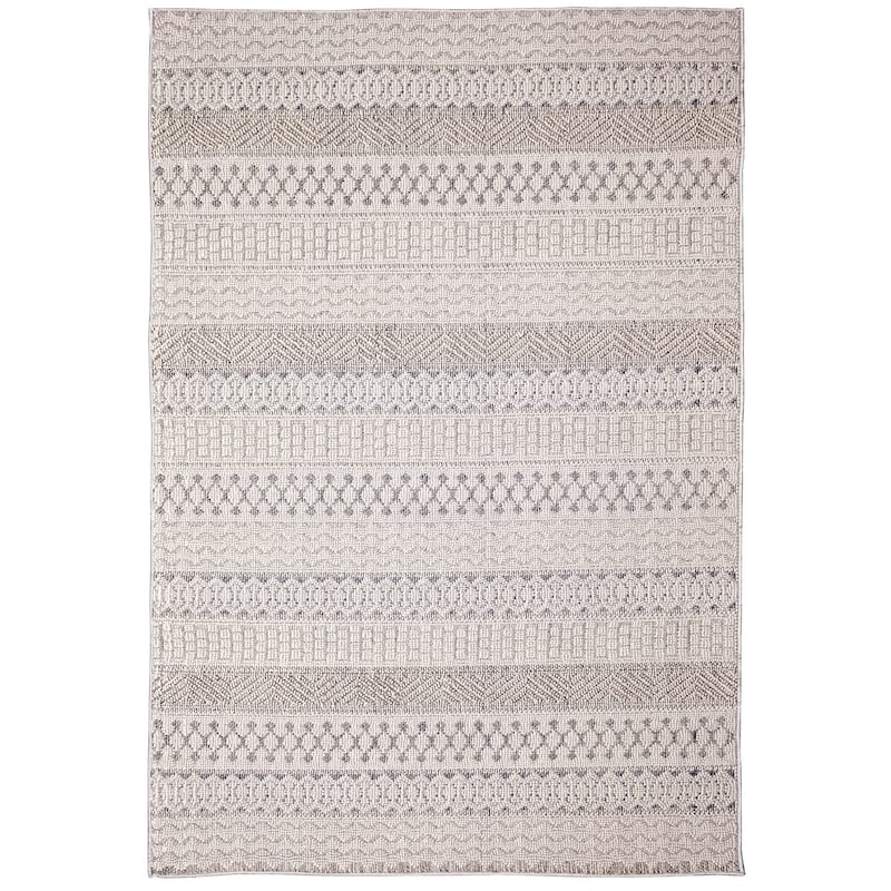Liora Manne Dunes Geo Stripe Indoor/Outdoor Rug - 1'11" x 4'11" - Silver