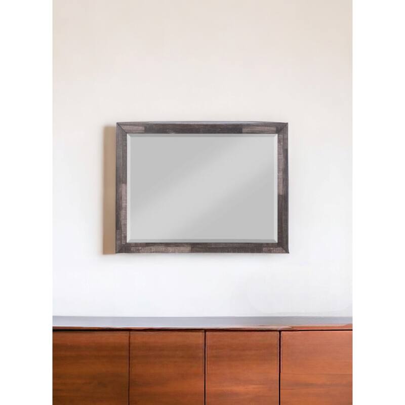 HomeRoots 36" Brown Wood Framed Mounted Dresser Mirror - 48' X '36' X '1 - 48' X '36' X '1