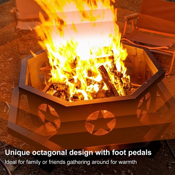 42 inch Fire Pit for Outside, Heavy Duty Wood Burning Fire Pits
