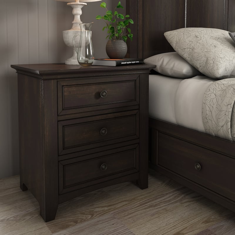 Ediline 3-drawer Wood Modular Storage Nightstand with Charging Station by iNSPIRE Q Classic