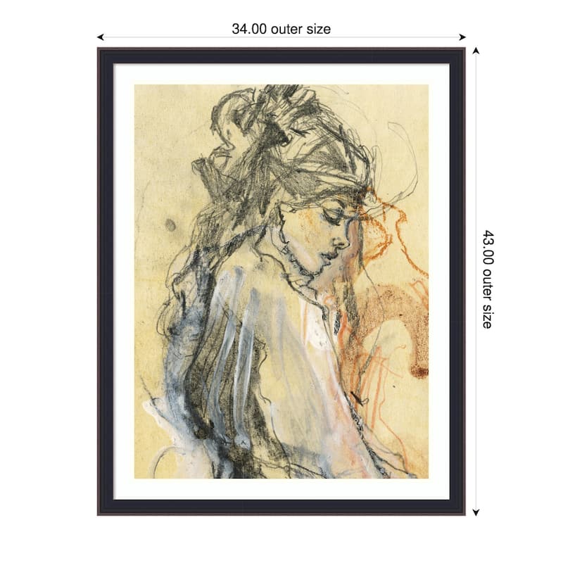 Emphasizing Fluid Lines And Textures by Ute Rathmann Wood Framed Wall Art Print - 34 x 43 in