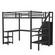 preview thumbnail 12 of 12, Black Full Metal Loft Bed with Wardrobe & Desk
