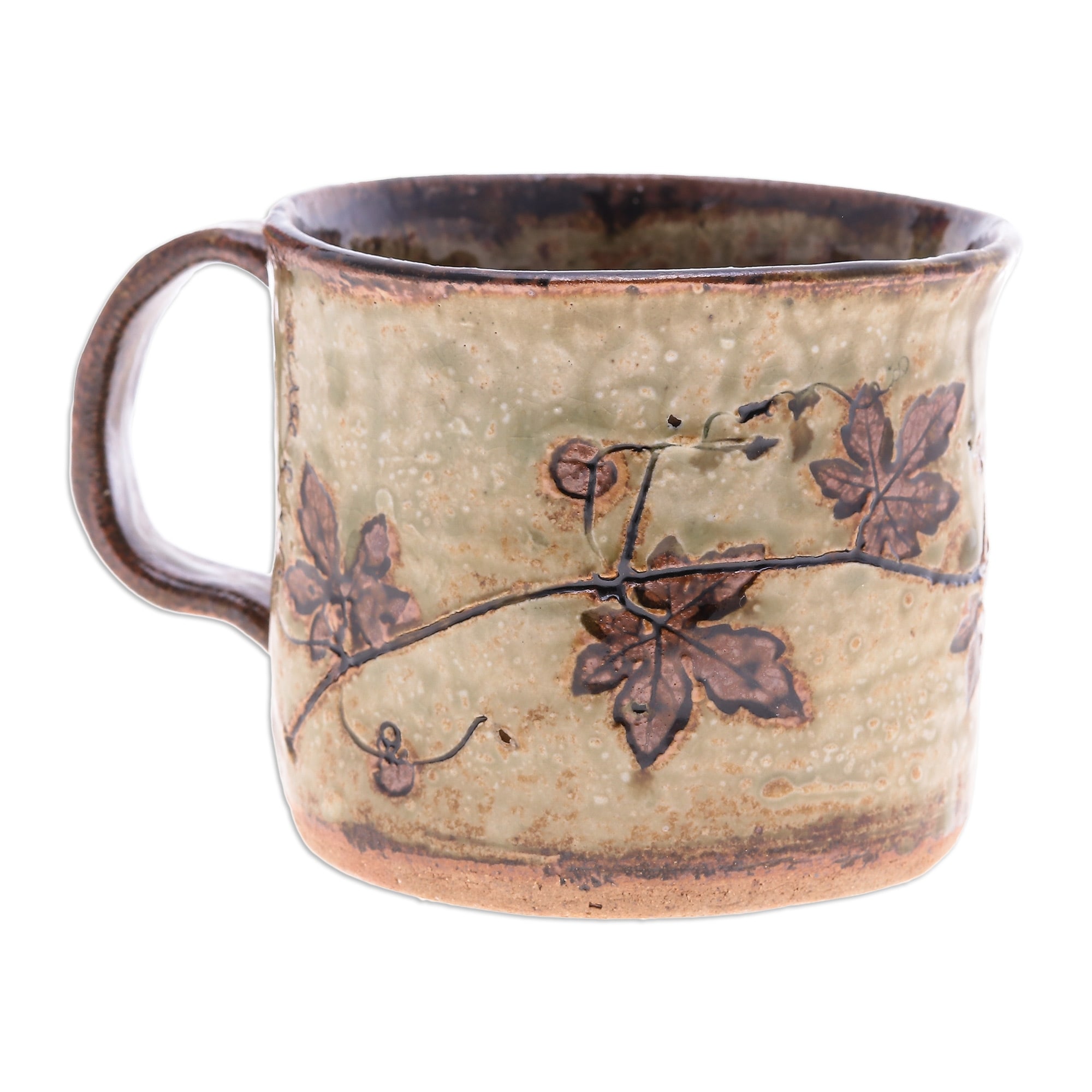 Novica Handmade Thai Eden In Brown Ceramic Cup
