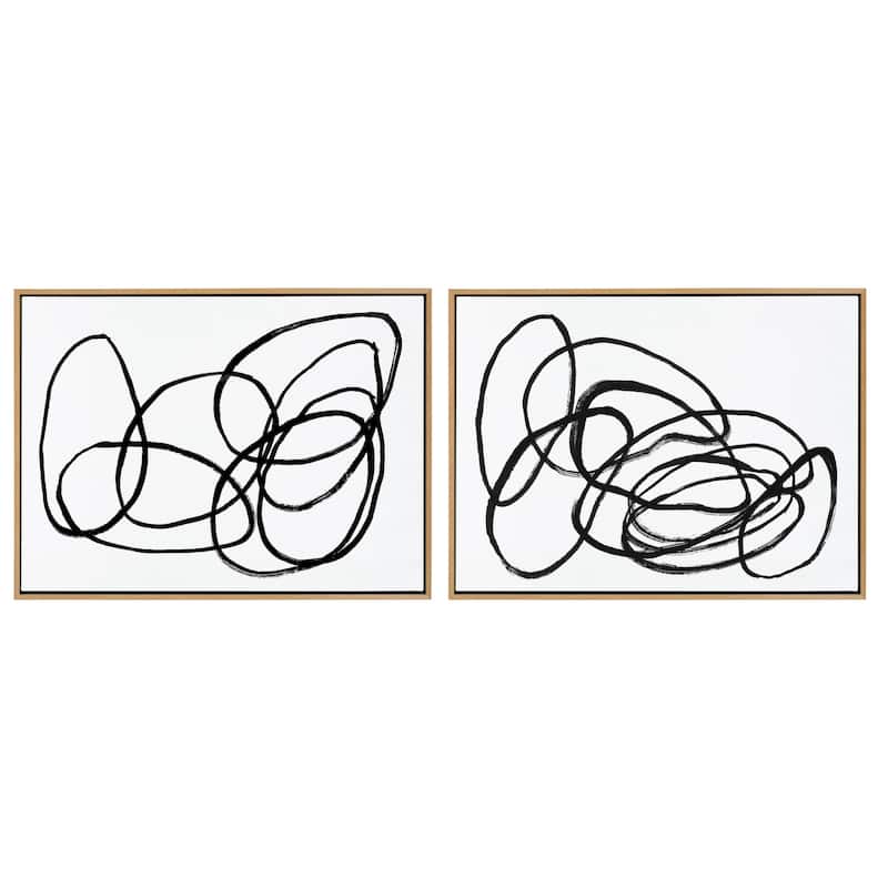 Kate and Laurel Sylvie Ring of Light Framed Canvas Art by Nikki Chu - 2 Piece Set 28x38 - Brown