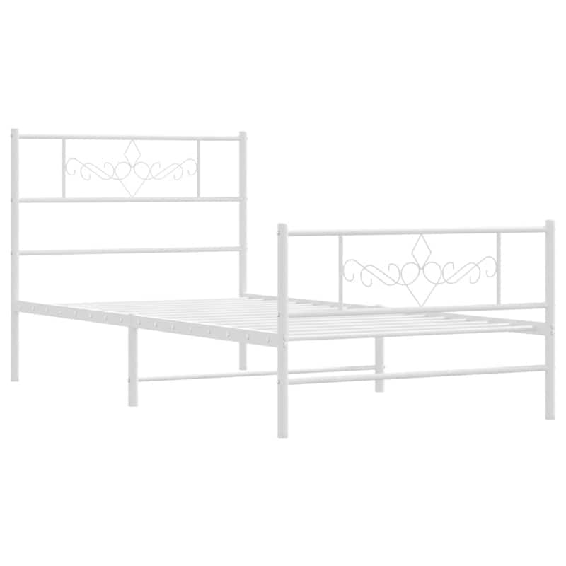 vidaXL 12 Inches White Twin Metal Bed Frame No Mattress - 77.2" x 41.3" x 35.4"