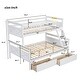 preview thumbnail 4 of 8, White Twin over Full Size Pine Wood Bunk Bed with Ladder, Two Storage Drawers, Safety Guardrail