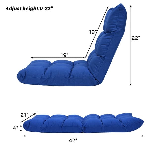 dimension image slide 2 of 6, Costway Adjustable 14-Position Floor Chair Folding Lazy Gaming Sofa