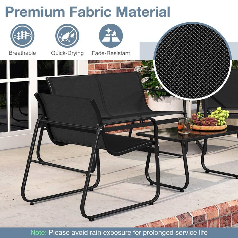 Costway 4 PCS Patio Furniture Set Fabric Lawn Chairs and Loveseat with - See Details