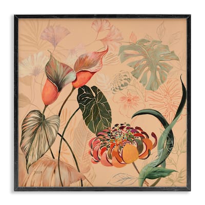 Stupell Layered Tropical Foliage Framed Giclee Art Design By Dusza