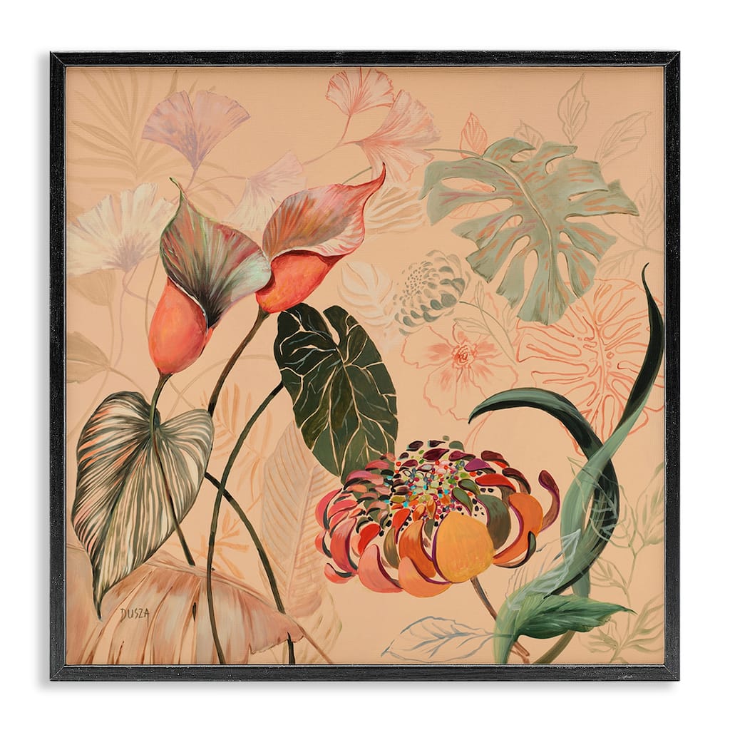 Stupell Layered Tropical Foliage Framed Giclee Art Design By Dusza