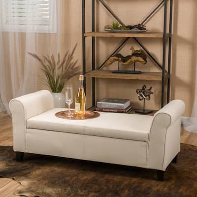 Roomfitters Upholstered Storage Bench Ottoman with Hidden Compartment, Tufted Entryway Bedroom Bench