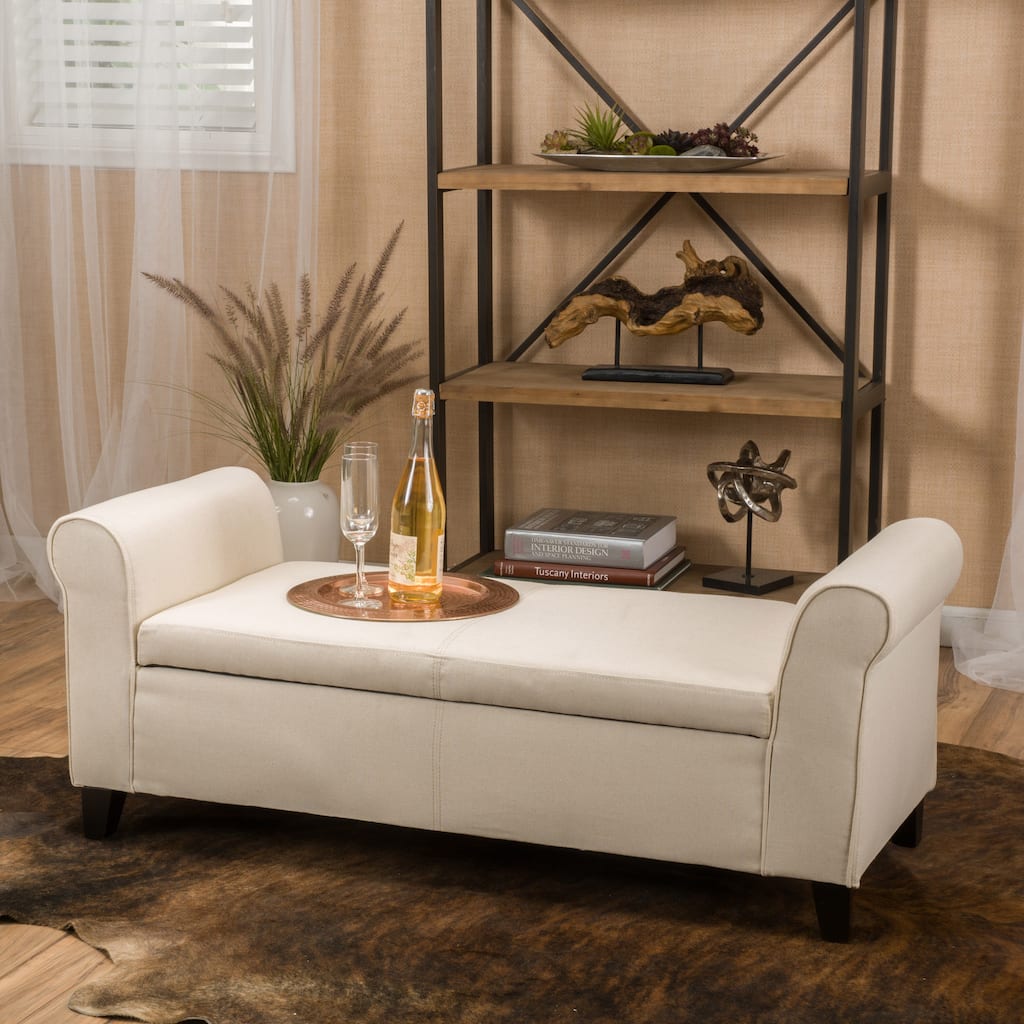 Roomfitters Upholstered Storage Bench Ottoman with Hidden Compartment, Tufted Entryway Bedroom Bench