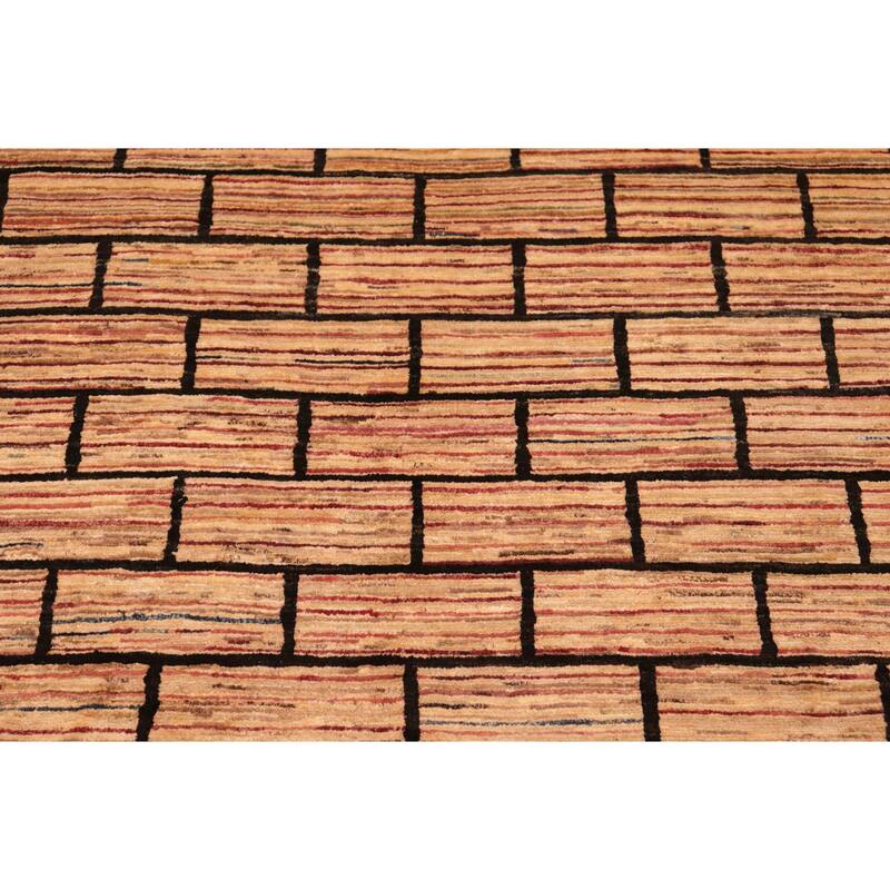 Chromatic Mosaic Gabbeh Hand Knotted Wool Rug