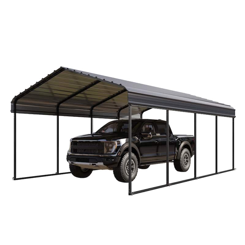 MAISON ARTS Heavy Duty Metal Carport with Galvanized Steel Roof for Cars, Boats, and Tractors