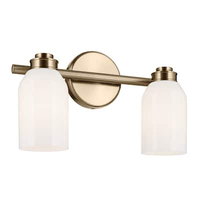 Kichler Lighting Shae 15" 2-Light Vanity Light with White Opal Glass in Champagne Bronze