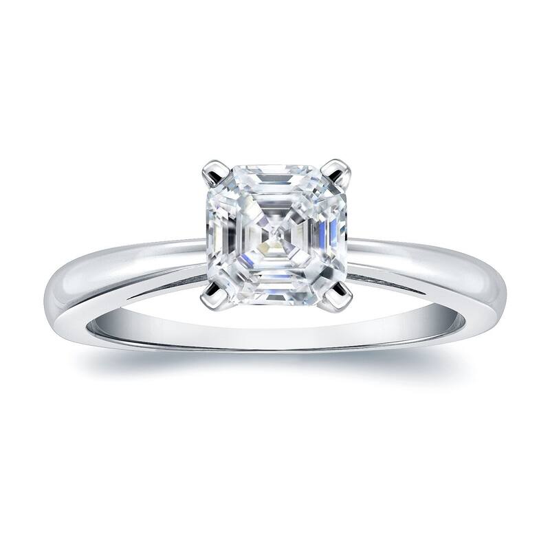 Auriya 14k Gold 3/4ctw Solitaire Asscher-cut Diamond Engagement Ring Certified - White - 4