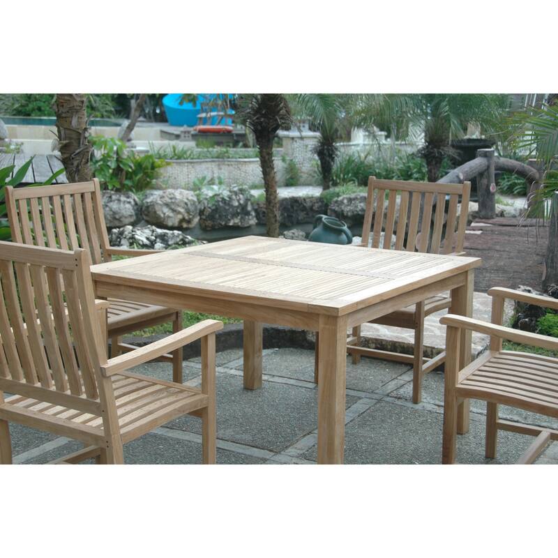 Outdoor Dining Set 5 Piece Teak Patio Table Set Weather Resistant