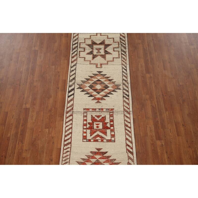 Beige Anatolian Runner Rug Handmade Wool Carpet - 2'9"x 11'2"