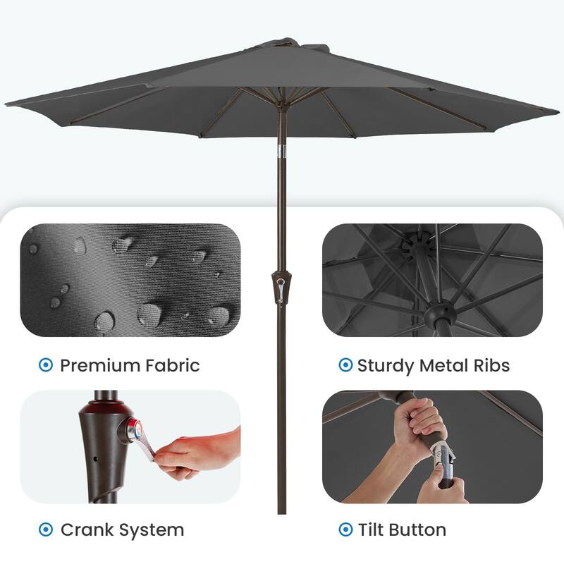 10ft Patio Market Umbrella with Crank & Tilt,UV-Risistant