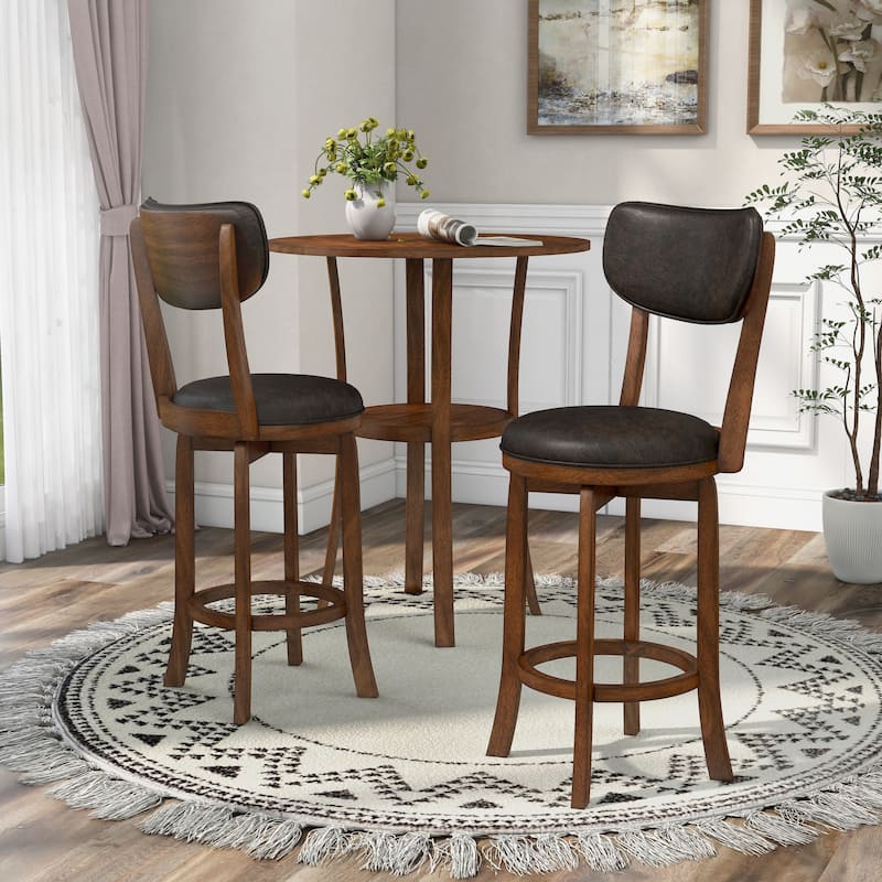 Irvi Traditional Rubberwood 3-Piece Barstool Counter Height Dining Set by Furniture of America
