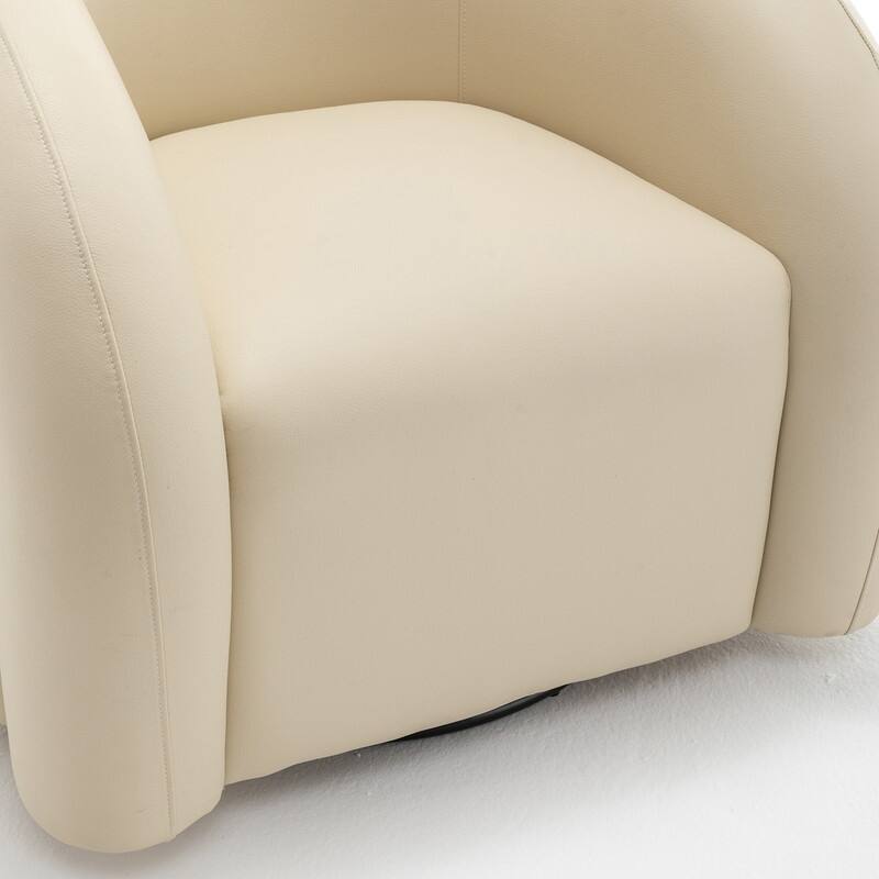 SEYNAR Modern Glam PU Leather 360 Degree Swivel Accent Armchair with Metal Base