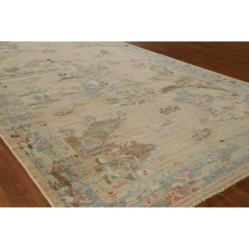 Beige Art Deco Turkish Runner Rug Handmade Wool Carpet - 4'10" x 14'1" - 4'10" x 14'1" - Ivory/Beige