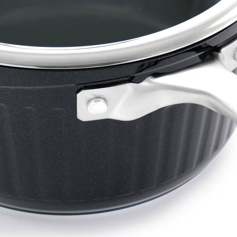Kenmore Logan 10 Piece Aluminum Nonstick Cookware Set in Black with Wood Utensils