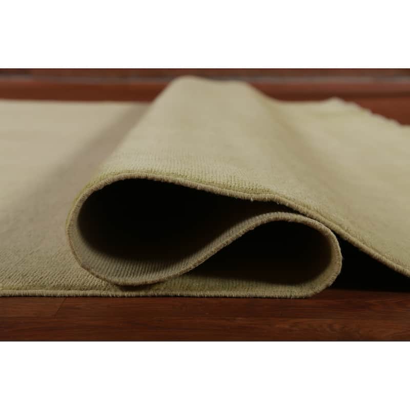 Hand Knotted Oriental 100% Wool Carpet Modern Solid Green Gabbeh Area Rug - 12' 0'' X 9' 4''