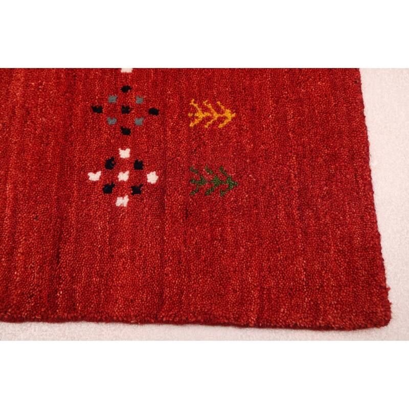 ECARPETGALLERY Hand Loomed Kashkuli Gabbeh Red Wool Rug - 5'0 x 7'9