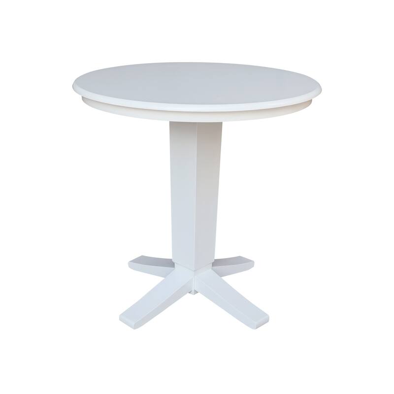 36 in Solid Wood Round Top Counter Height Pedestal Dining Table - White