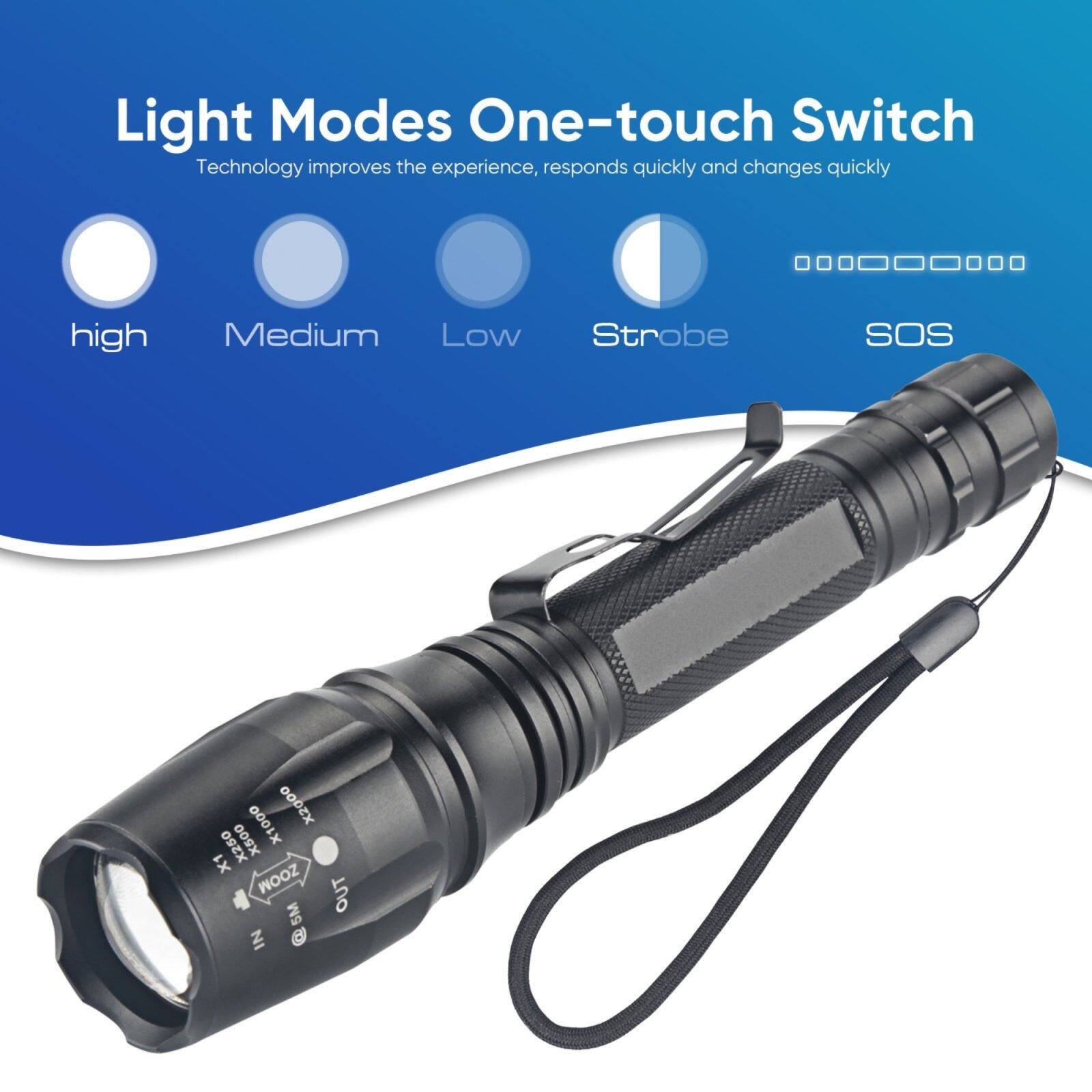 LED Rechargeable Flashlights 3000 Lumens Zoomable Torch Lamps On Sale