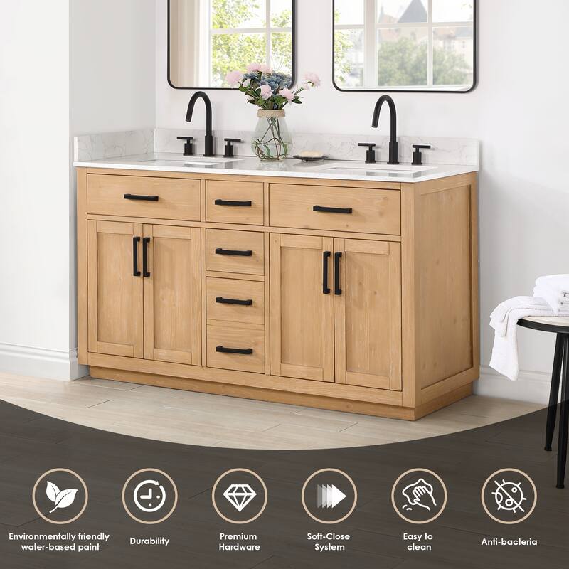 Altair Gavino Bath Vanity with Grain White Composite Stone Top, no Mirror