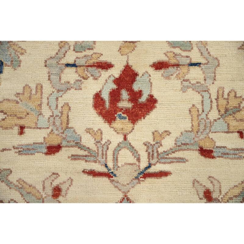 Hand Knotted Oriental 100% Wool Carpet Transitional Floral Beige & Ivories Oushak Area Rug - 9' 0'' X 6' 2''